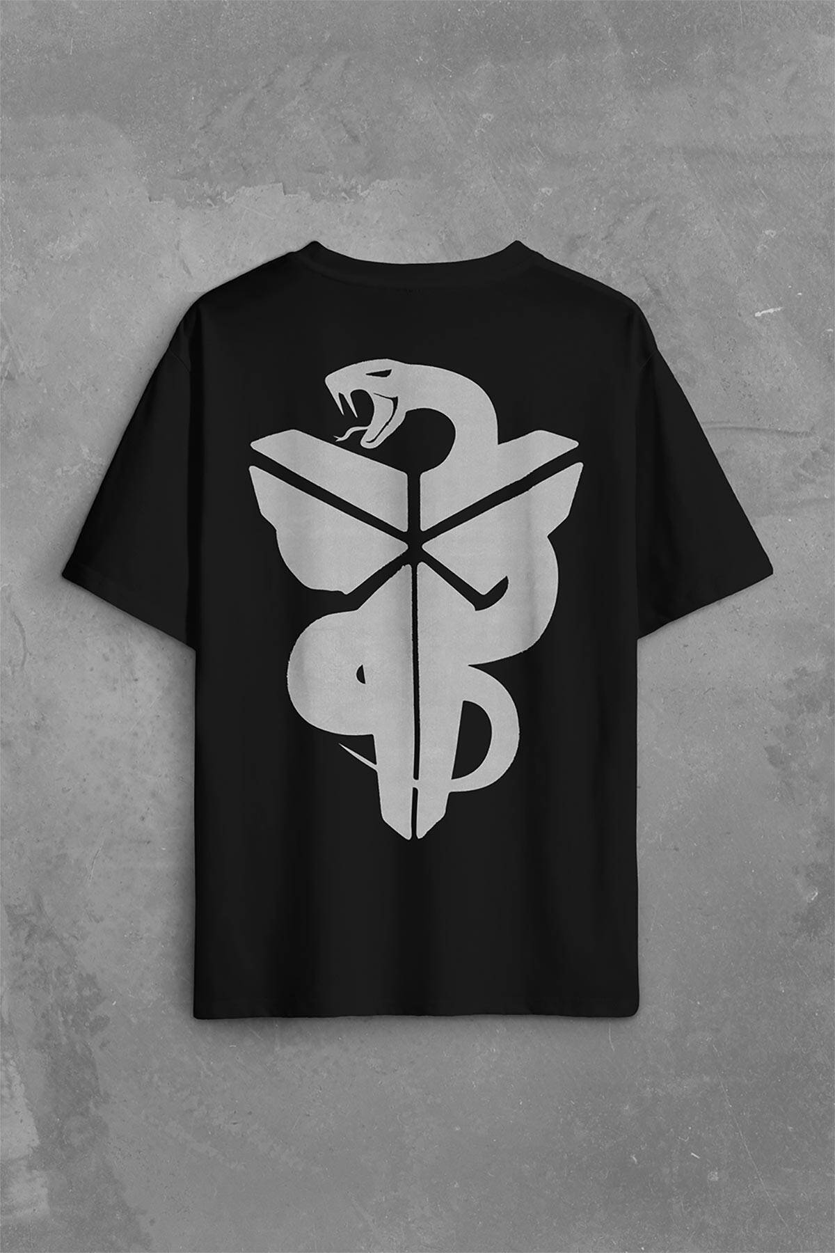 Kobe Bryant Black Mamba Snake Nba Basketball Sırt Ön Baskılı Oversize Tişört Unisex T-Shirt - 1