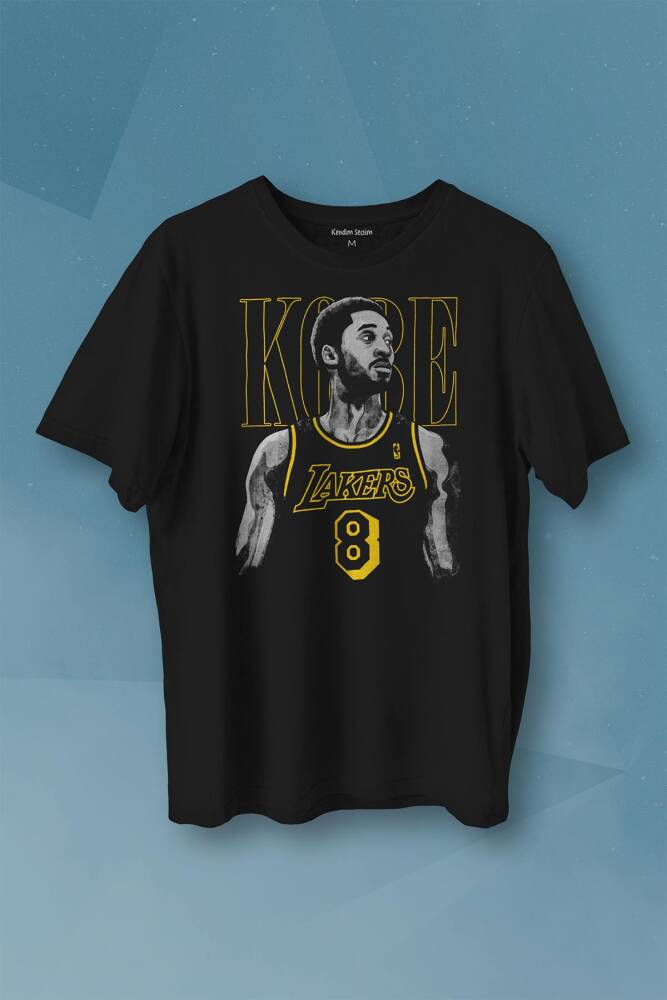 Kobe Bryant Los Angeles Lakers No 8 Basketball Baskılı Tişört Unisex T-shirt