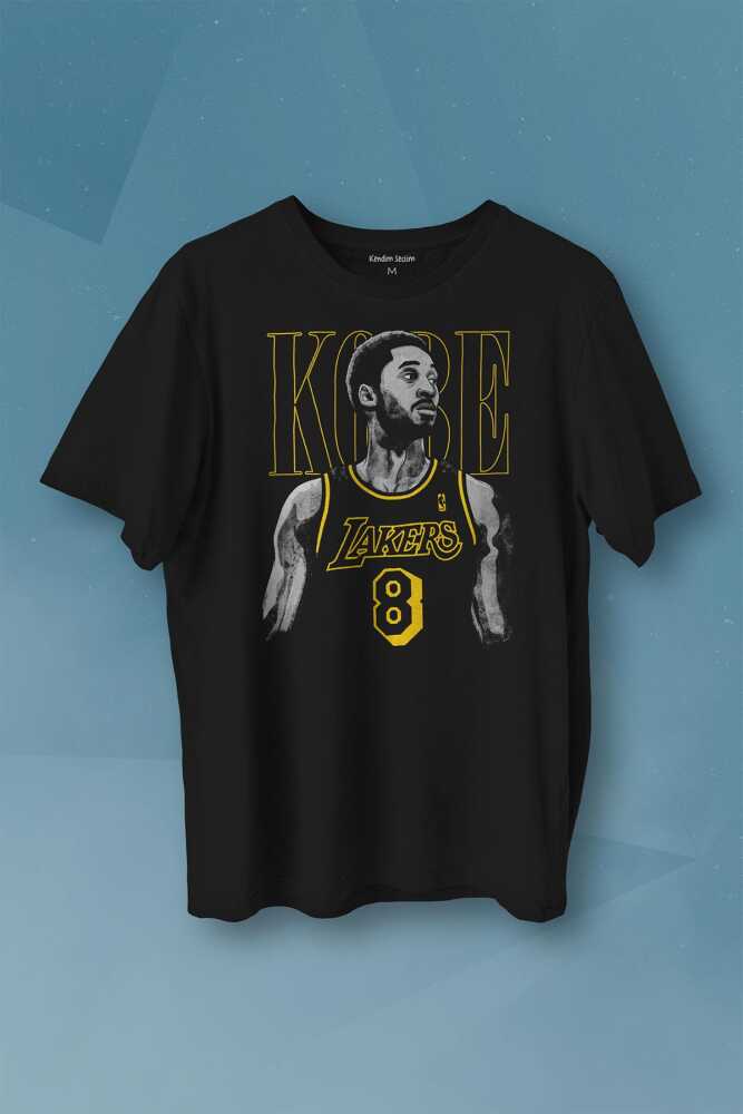 Kobe Bryant Los Angeles Lakers No 8 Basketball Baskılı Tişört Unisex T-shirt - 1