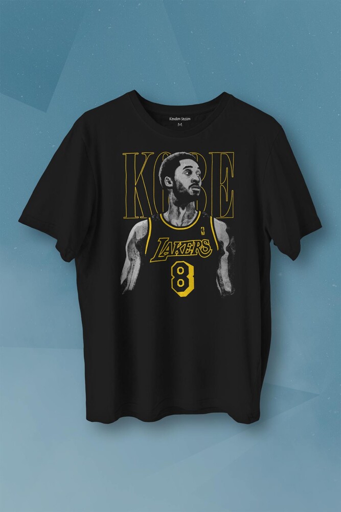 Kobe Bryant Los Angeles Lakers No 8 Basketball Baskılı Tişört Unisex T-shirt - KENDİM SEÇTİM