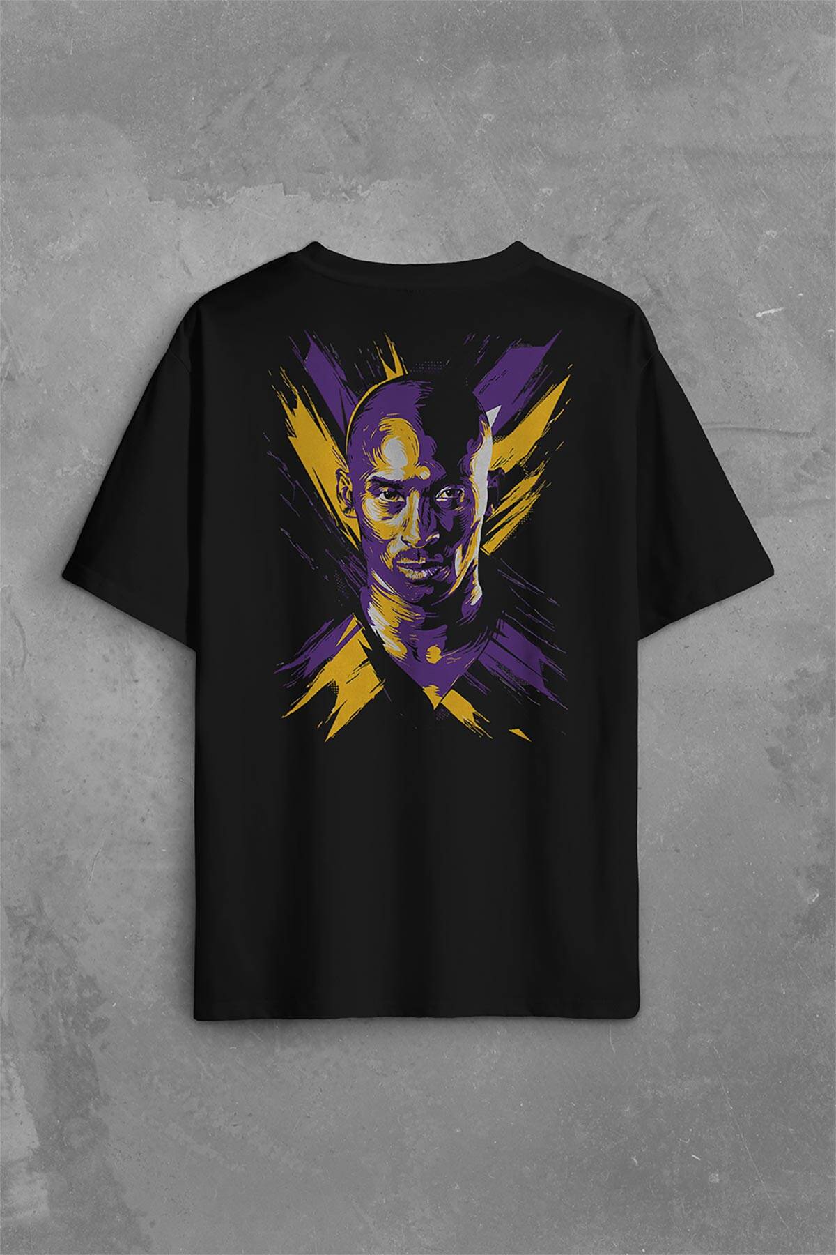 Kobe Bryant Stibel Black Mamba Nba Basketbol Sırt Ön Baskılı Oversize Tişört Unisex T-Shirt (1)