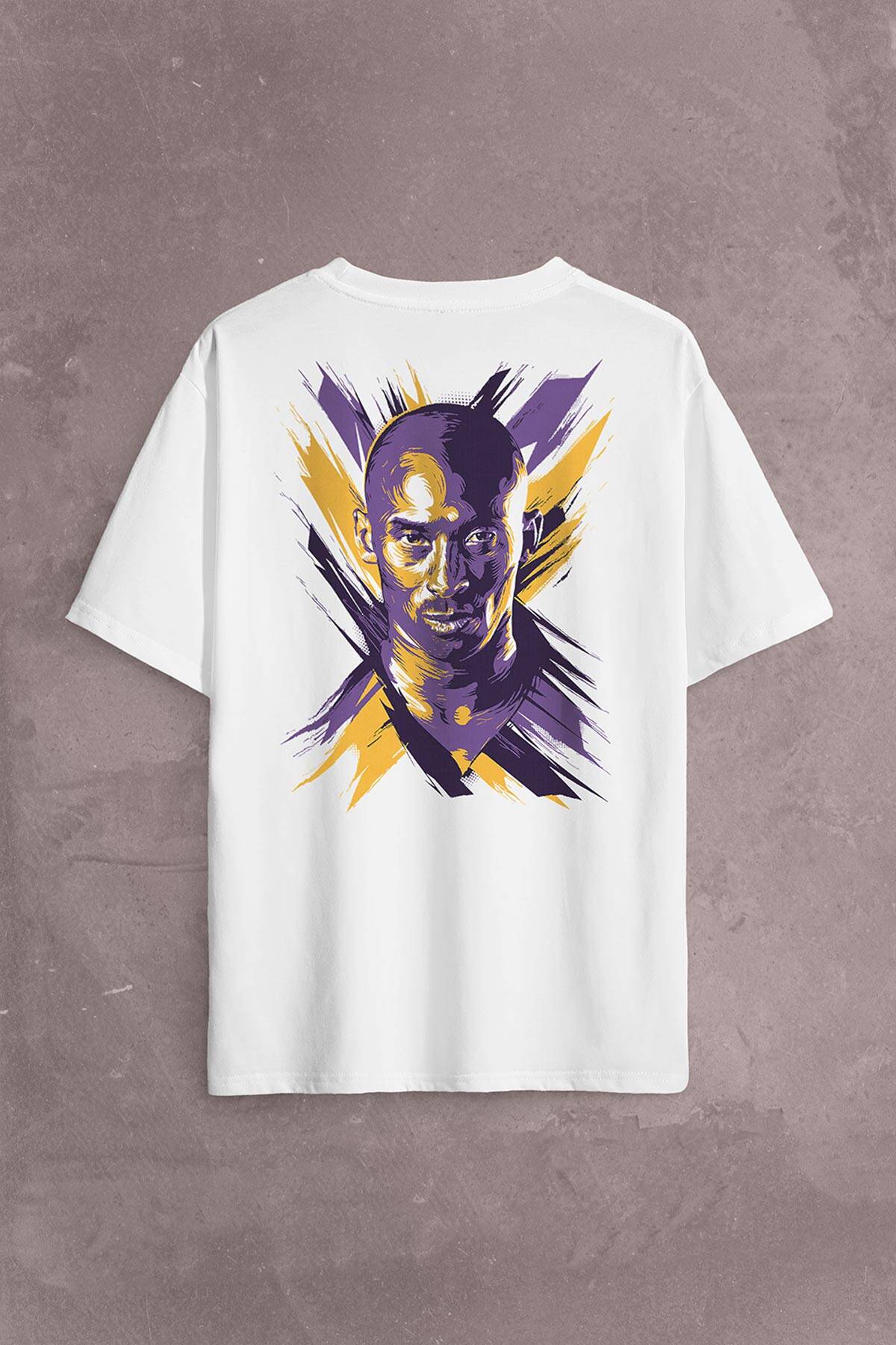 Kobe Bryant Stibel Black Mamba Nba Basketbol Sırt Ön Baskılı Oversize Tişört Unisex T-Shirt (1)