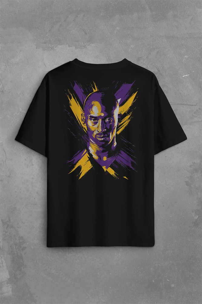 Kobe Bryant Stibel Black Mamba Nba Basketbol Sırt Ön Baskılı Oversize Tişört Unisex T-Shirt (1)