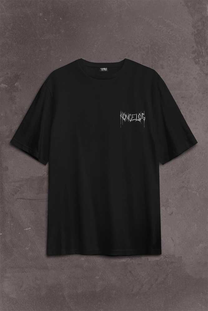 Kongelos Kralsız Taç Gothic Urban Sırt Ön Baskılı Oversize Tişört Unisex T-Shirt - 2