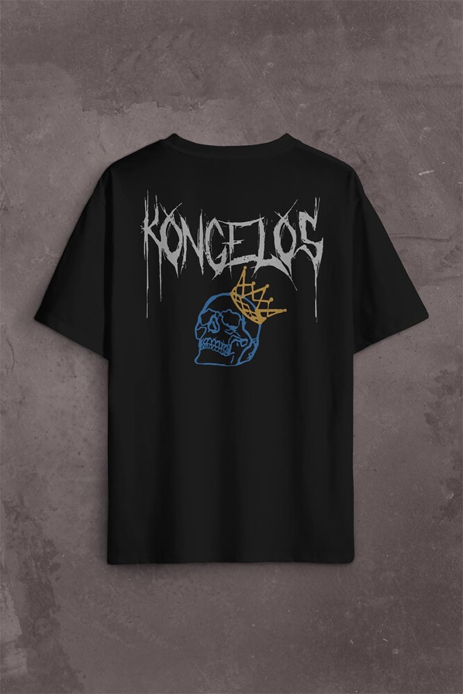 Kongelos Kralsız Taç Gothic Urban Sırt Ön Baskılı Oversize Tişört Unisex T-Shirt - 1