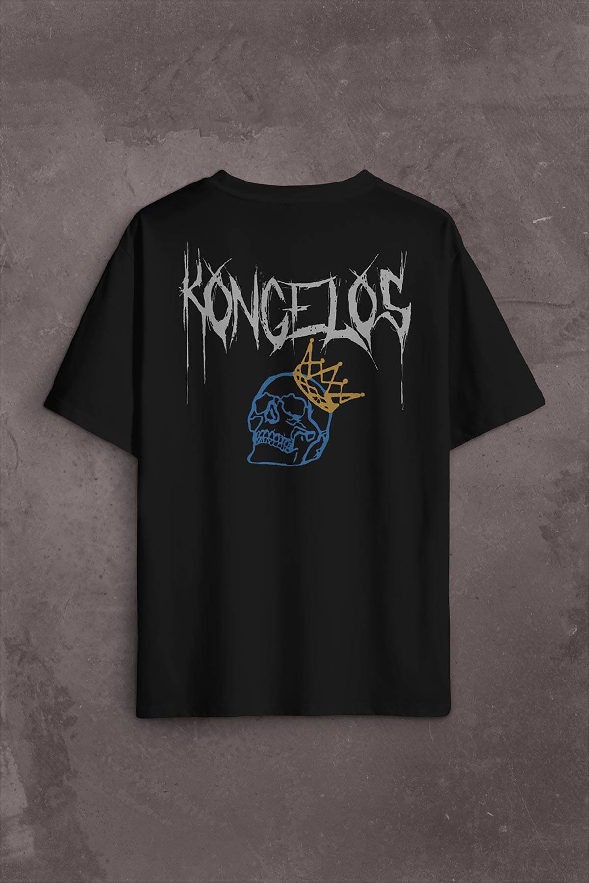Kongelos Kralsız Taç Gothic Urban Sırt Ön Baskılı Oversize Tişört Unisex T-Shirt - 1