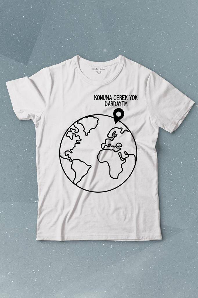 Konuma Gerek Yok Dünya Minimal Baskılı Tişört Çocuk T-shirt