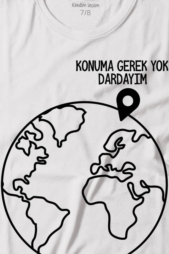 Konuma Gerek Yok Dünya Minimal Baskılı Tişört Çocuk T-shirt (1)