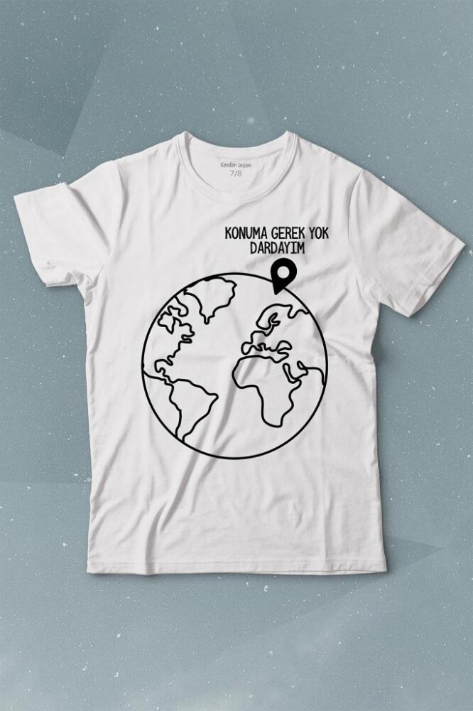 Konuma Gerek Yok Dünya Minimal Baskılı Tişört Çocuk T-shirt - KENDİM SEÇTİM