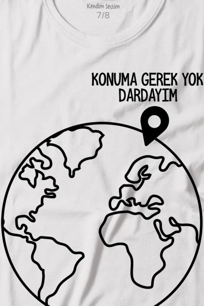 Konuma Gerek Yok Dünya Minimal Baskılı Tişört Çocuk T-shirt - 2