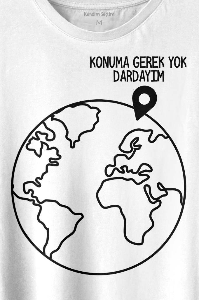 Konuma Gerek Yok Dünya Minimal Baskılı Tişört Unisex T-shirt (1)
