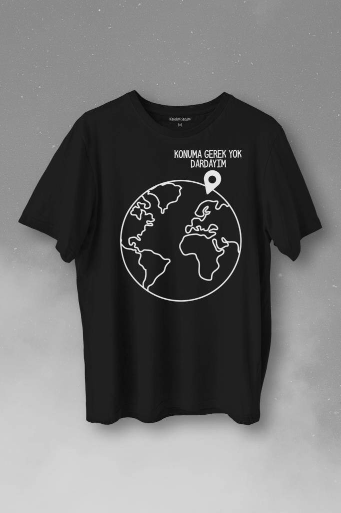 Konuma Gerek Yok Dünya Minimal Baskılı Tişört Unisex T-Shirt - 1