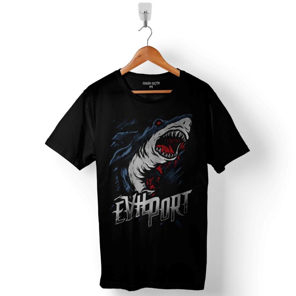 Köpek BAliğı Saldırısı Shark Attack Evıport Baskılı Tişört Unisex T-Shirt - 1