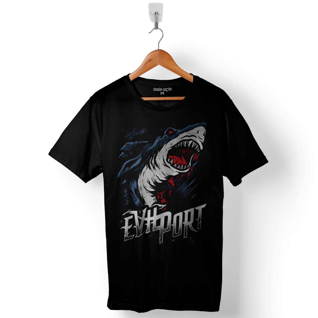 Köpek BAliğı Saldırısı Shark Attack Evıport Baskılı Tişört Unisex T-Shirt - 1