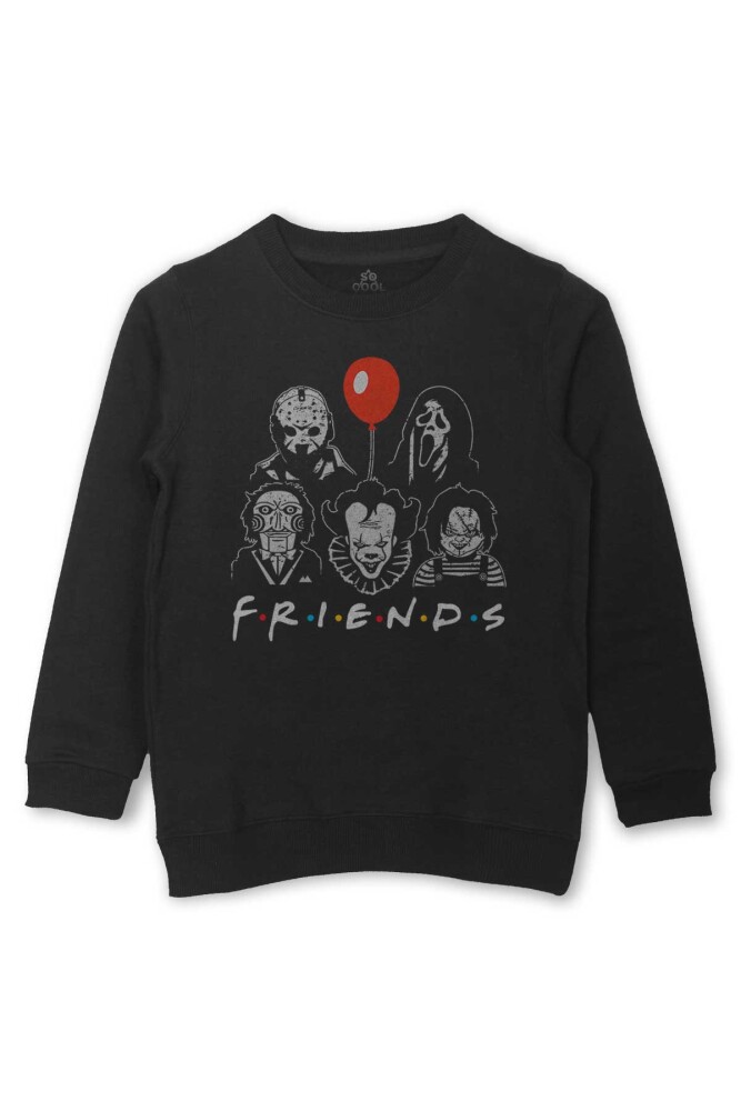 Korku Film Friends Halloween Cadılar Bayramı Baskılı Çocuk Sweatshirt Siyah Sweat - So Cool