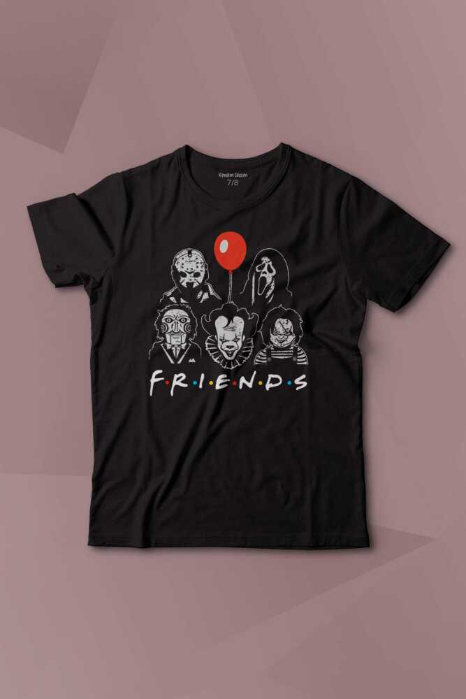 Korku Film Friends Halloween Cadılar Bayramı Baskılı Çocuk Tişört Kısa Kollu - 1