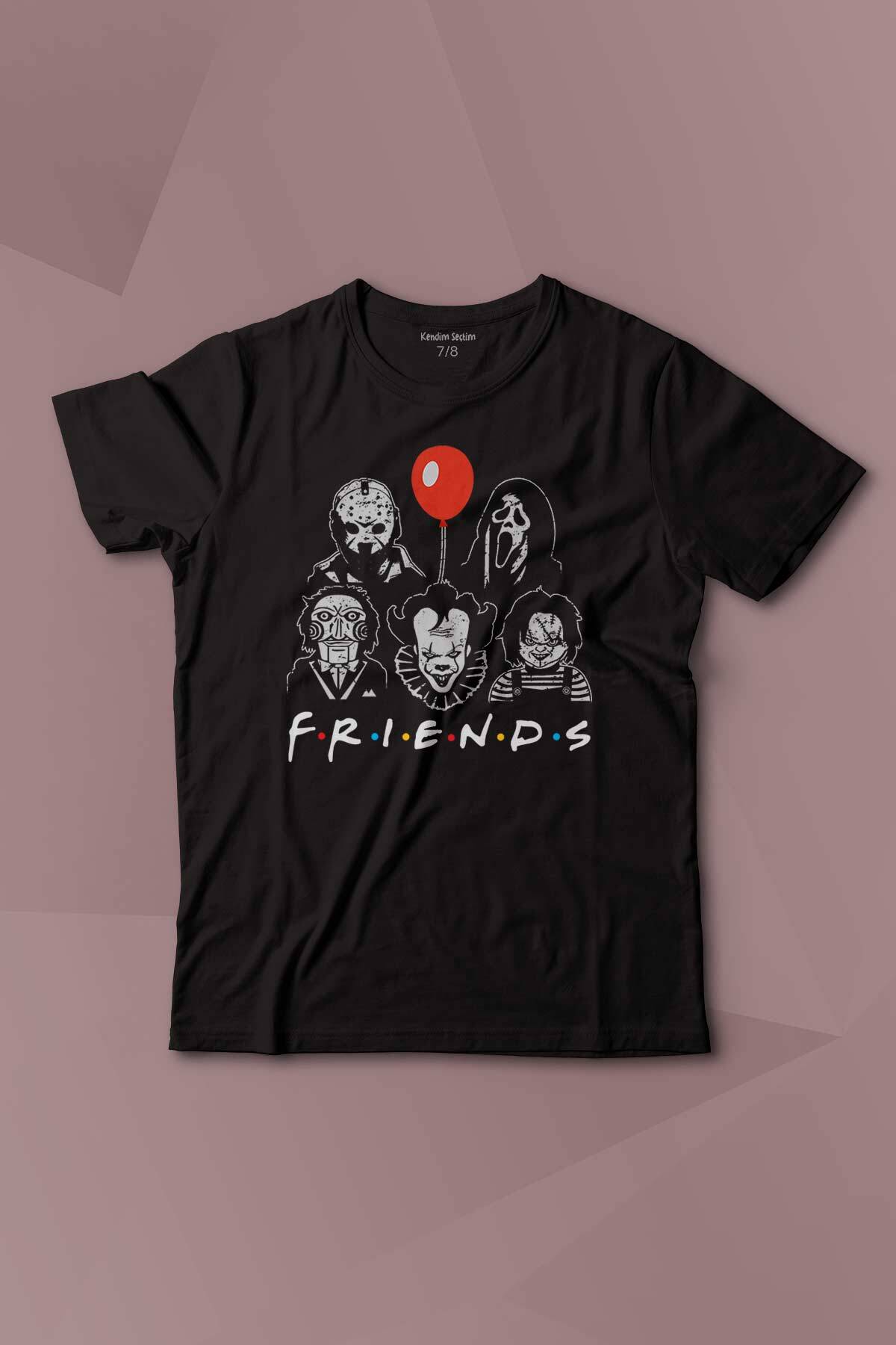 Korku Film Friends Halloween Cadılar Bayramı Baskılı Çocuk Tişört Kısa Kollu - 1