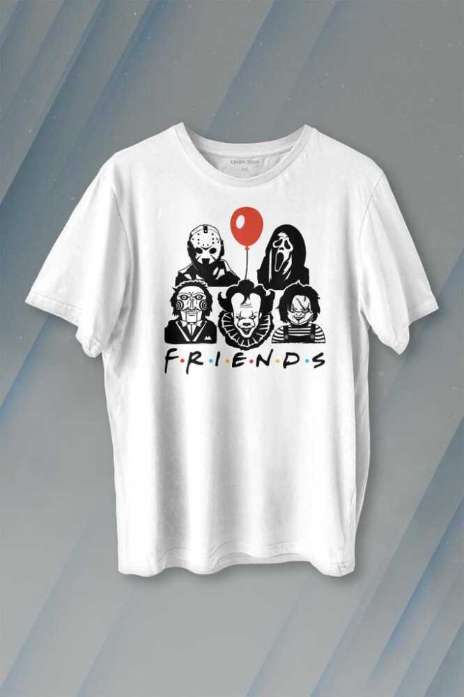 Korku Film Friends Halloween Cadılar Bayramı Baskılı Tişört Unisex T-shirt - 1