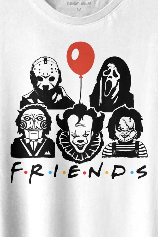 Korku Film Friends Halloween Cadılar Bayramı Baskılı Tişört Unisex T-shirt - 2