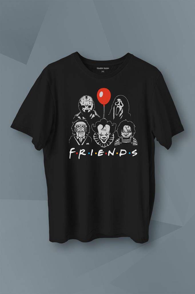 Korku Film Friends Halloween Cadılar Bayramı Baskılı Tişört Unisex T-Shirt - 1