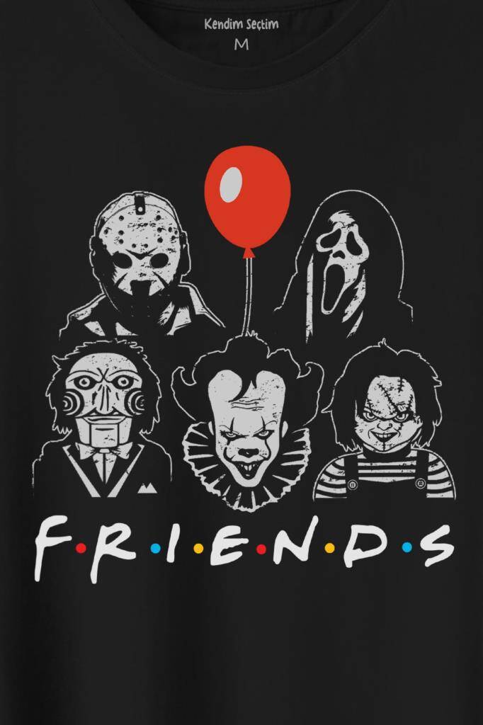 Korku Film Friends Halloween Cadılar Bayramı Baskılı Tişört Unisex T-Shirt - 2