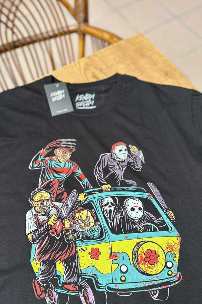 Korku Filmi Halloween Chucky Freddy Cadılar Movie Film Sinema Baskılı Tişört Unisex T-Shirt - 5