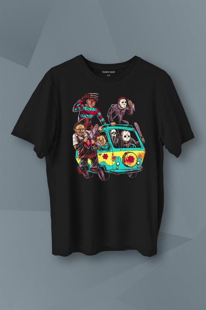 Korku Filmi Halloween Chucky Freddy Cadılar Movie Film Sinema Baskılı Tişört Unisex T-Shirt - 1