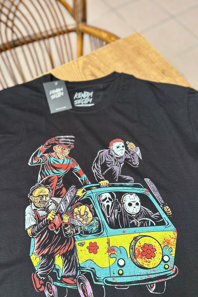 Korku Filmi Halloween Chucky Freddy Cadılar Movie Film Sinema Baskılı Tişört Unisex T-Shirt - 5