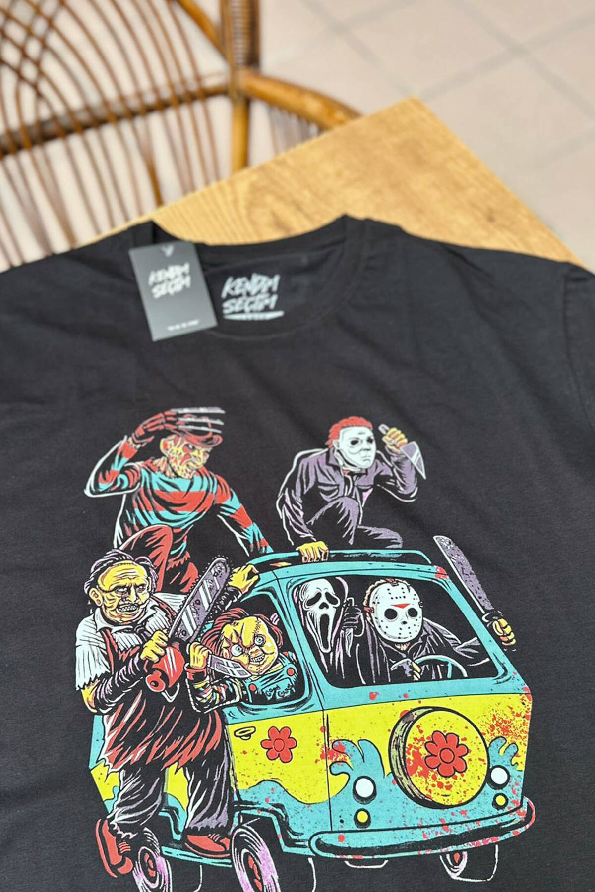 Korku Filmi Halloween Chucky Freddy Cadılar Movie Film Sinema Baskılı Tişört Unisex T-Shirt - 5