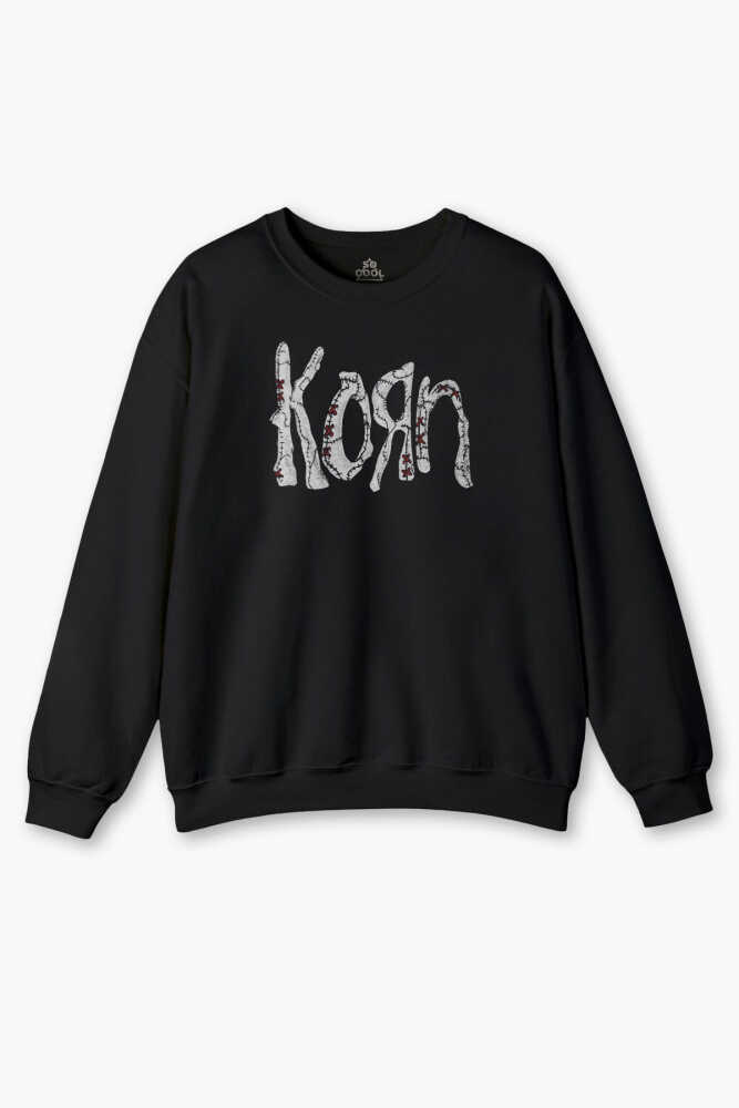 Korn Baskılı Sweatshirt Metal Rock Music Unisex Regular Fit Siyah Sweat