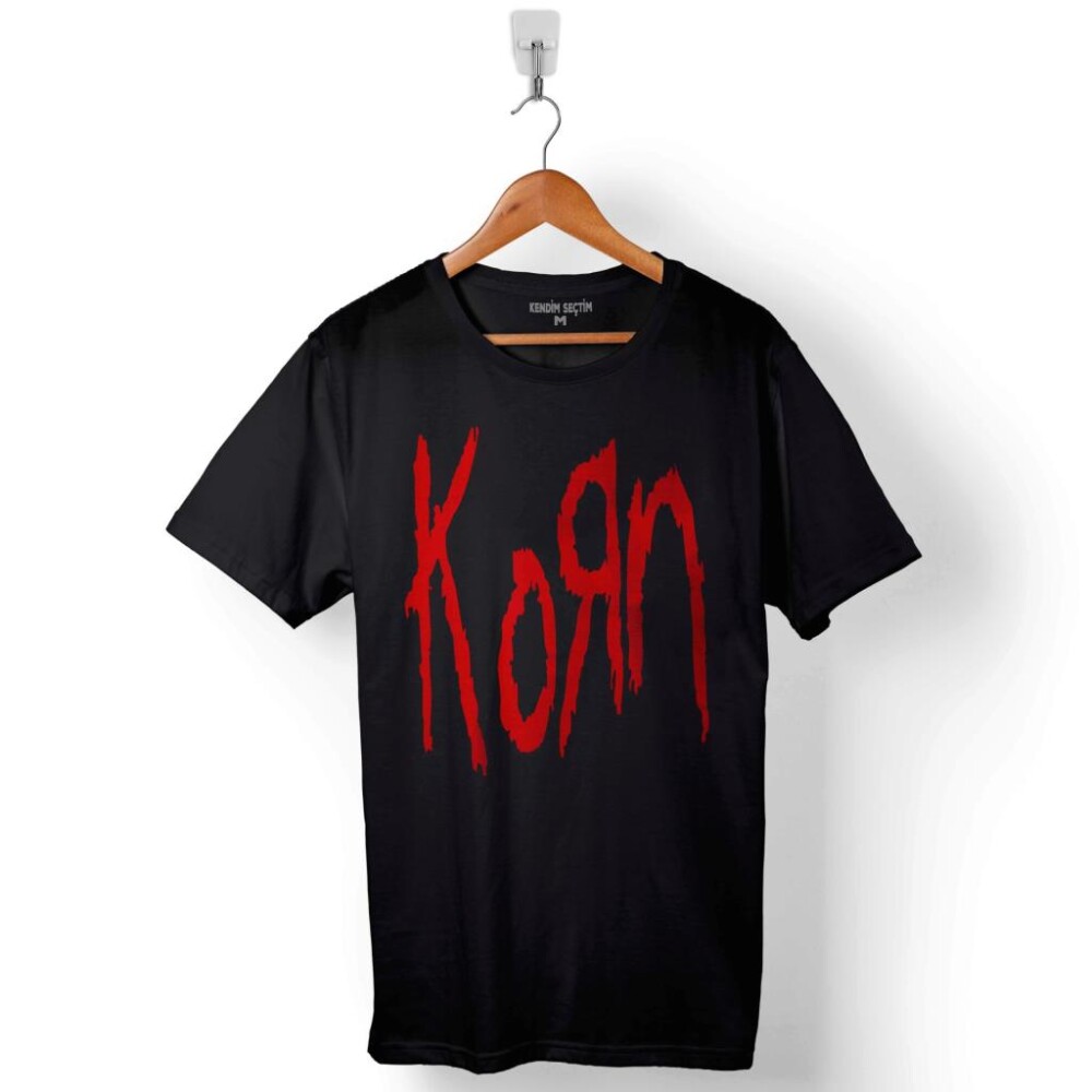 Korn Metal Music Logo Baskılı Tişört Unisex T-Shirt - 1