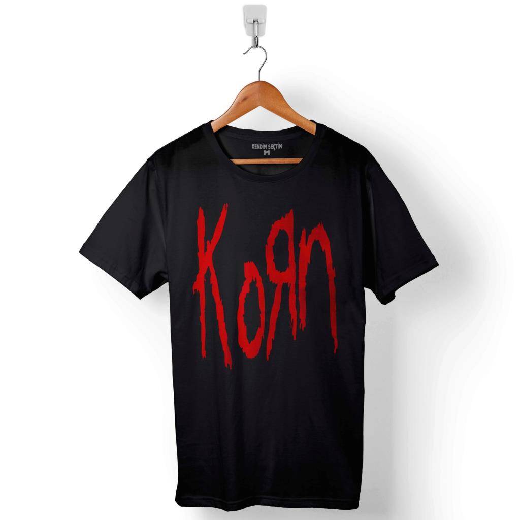 Korn Metal Music Logo Baskılı Tişört Unisex T-Shirt - 1