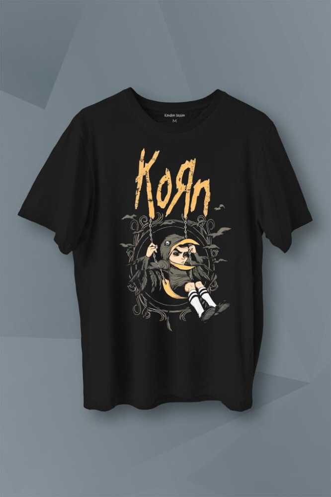 Korn Metal Rock Müzik Baskılı Tişört Unisex T-Shirt - 1