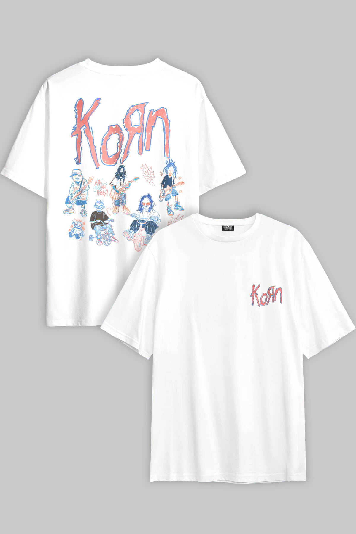 Korn T-shirt Nu Metal RapCore Metal Music Drawing Baskılı Unisex Oversize Tişört