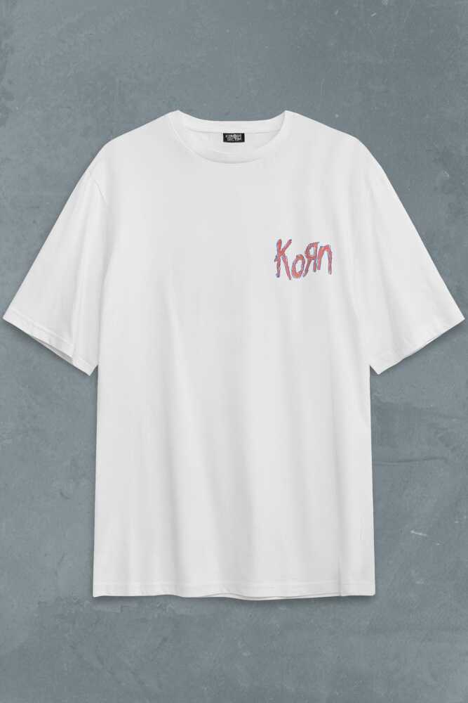 Korn T-shirt Nu Metal RapCore Metal Music Drawing Baskılı Unisex Oversize Tişört (1)
