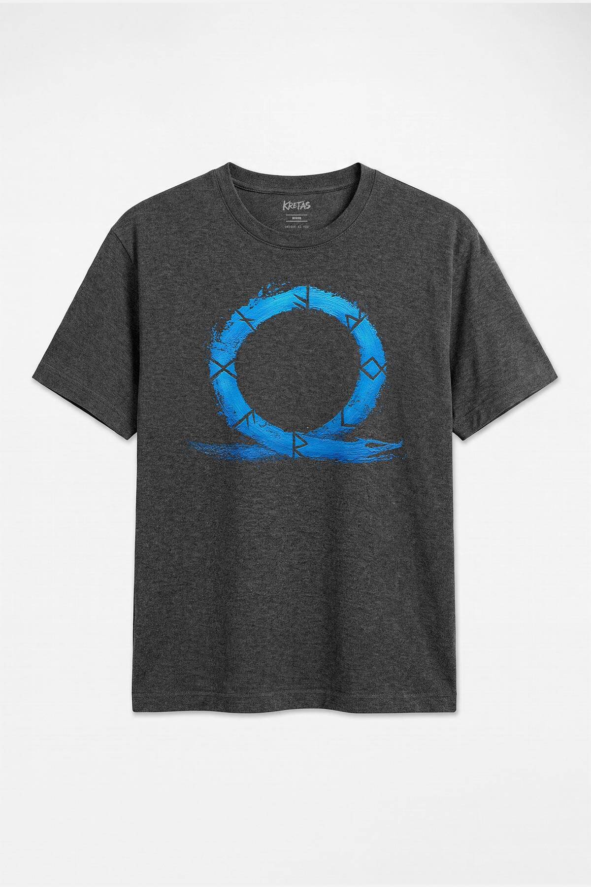 Kratos God of War Ragnarok Oyun Gamer Antrasit Melanj Unisex Regular Fit Tişört