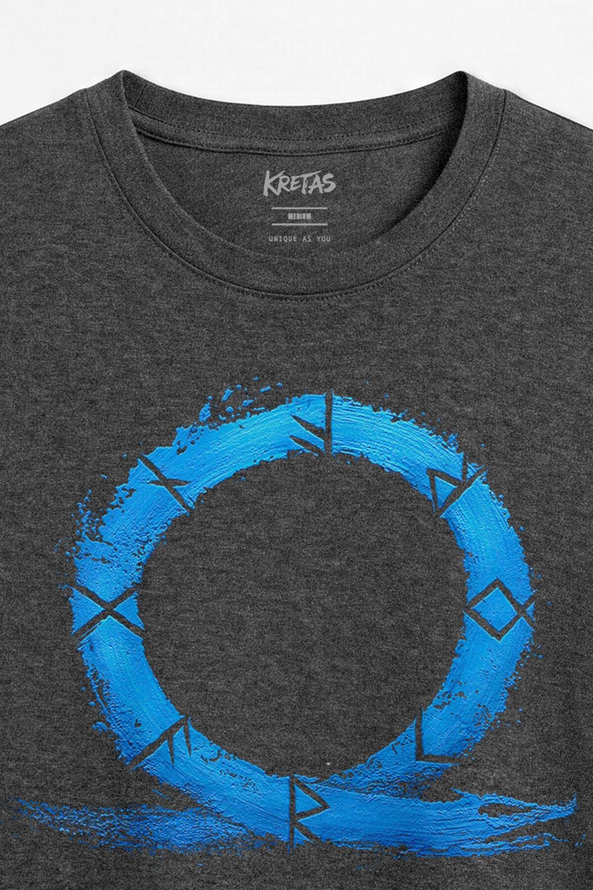Kratos God of War Ragnarok Oyun Gamer Antrasit Melanj Unisex Regular Fit Tişört (1)