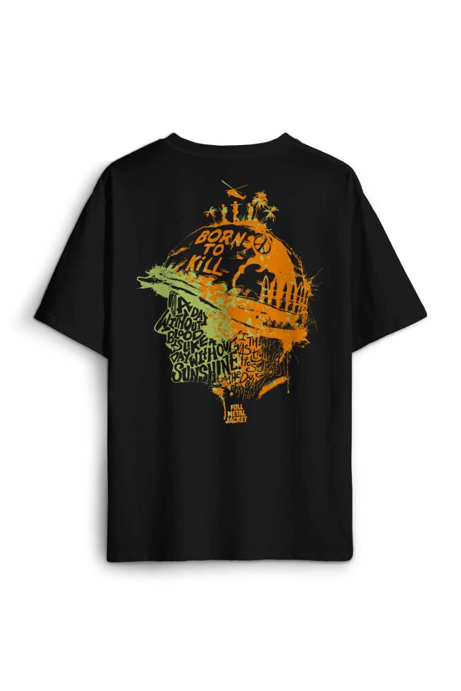 Kubrick Full Metal jacket Filmi Orange Sırt Ön Baskılı Oversize Tişört Unisex T-Shirt - 1