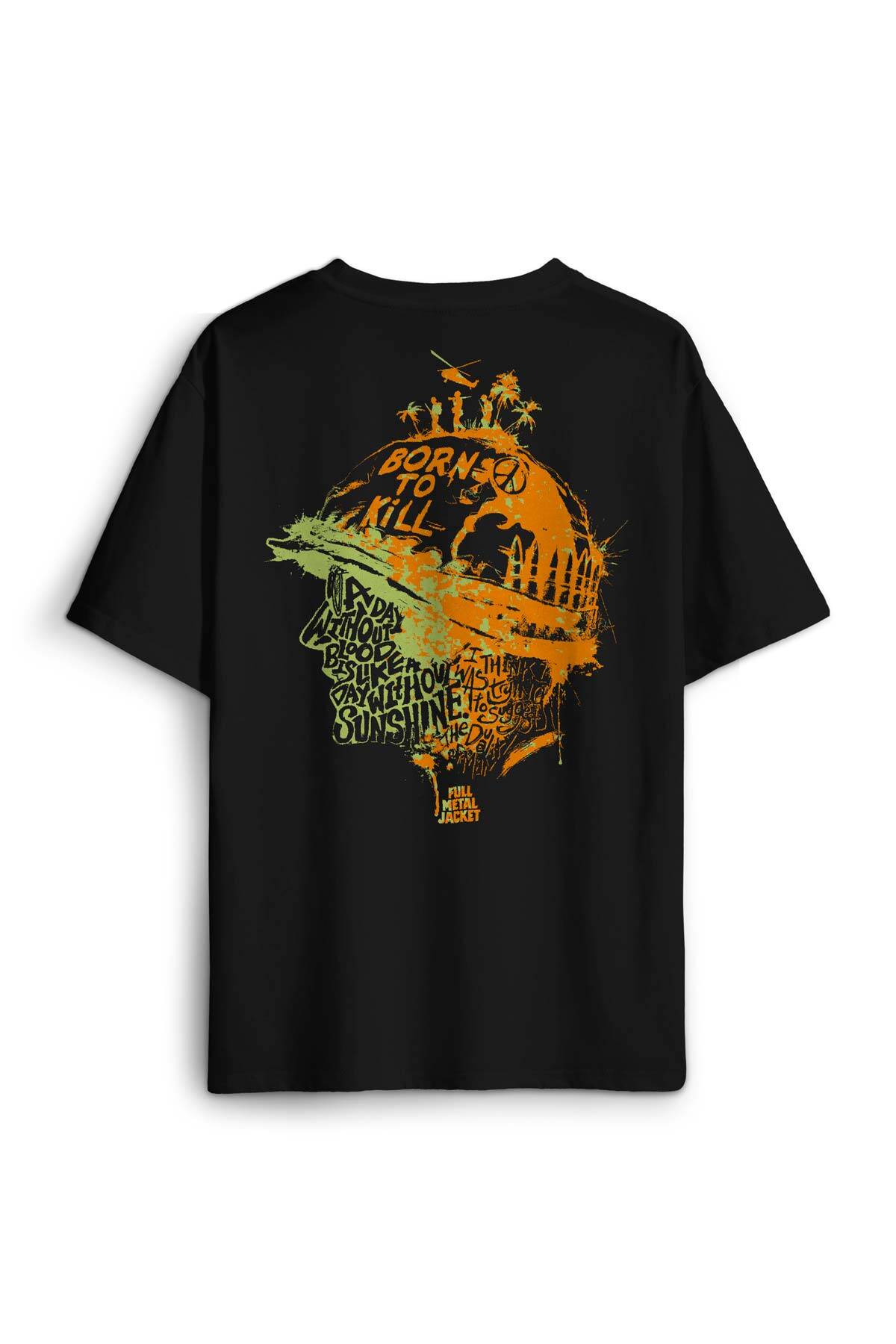 Kubrick Full Metal jacket Filmi Orange Sırt Ön Baskılı Oversize Tişört Unisex T-Shirt - 1