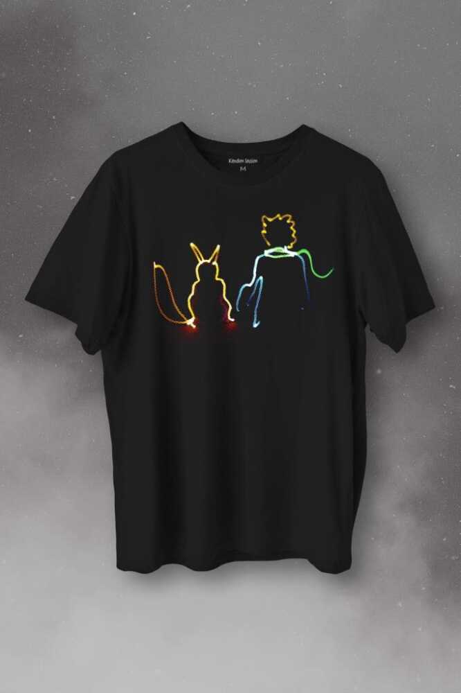 Küçük Prens Çizim Temalı Baskılı Tişört Unisex T-Shirt - 1