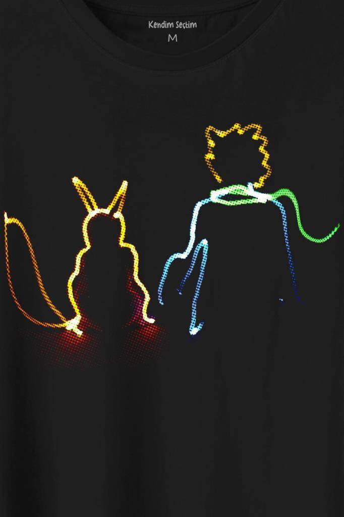 Küçük Prens Çizim Temalı Baskılı Tişört Unisex T-Shirt - 2