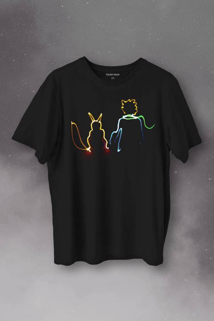 Küçük Prens Çizim Temalı Baskılı Tişört Unisex T-Shirt - 1