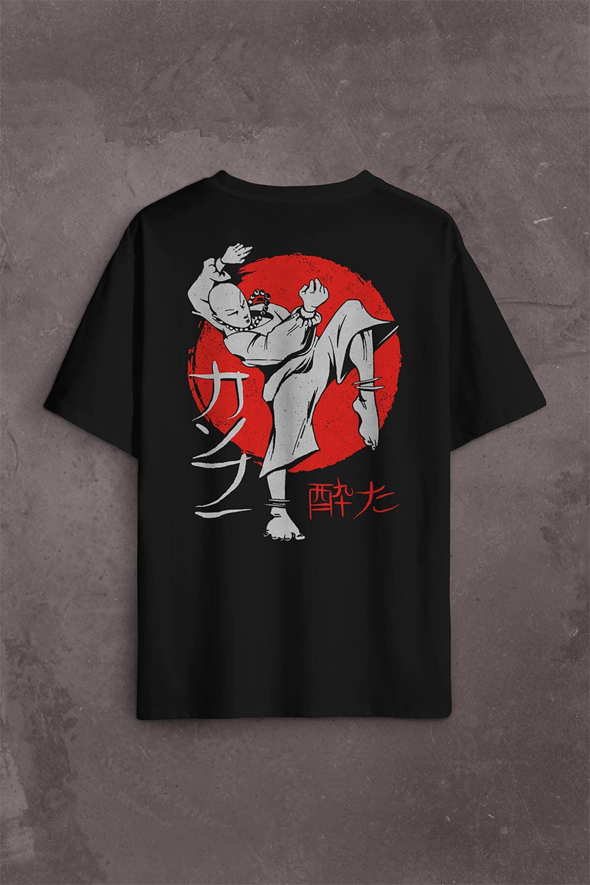 Kung Fu Uzak Doğu Spor Japonca Japanese Sırt Ön Baskılı Oversize Tişört Unisex T-Shirt - 1