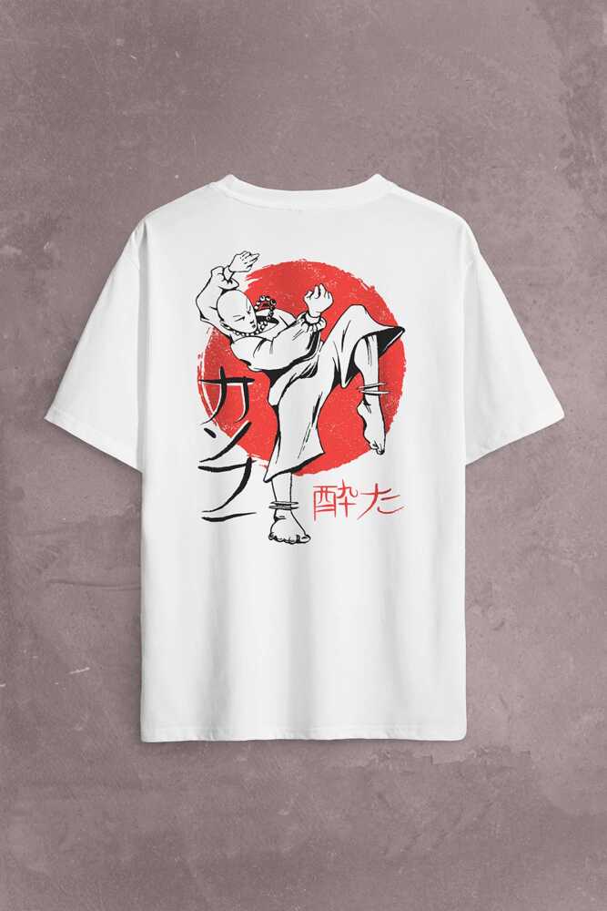 Kung Fu Uzak Doğu Spor Japonca Japanese Sırt Ön Baskılı Oversize Tişört Unisex T-Shirt - 1
