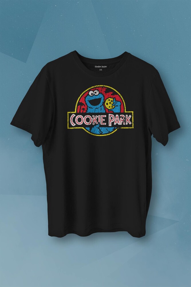 Kurabiye Canavarı Cookie Jurassic Park Baskılı Tişört Unisex T-shirt - 1