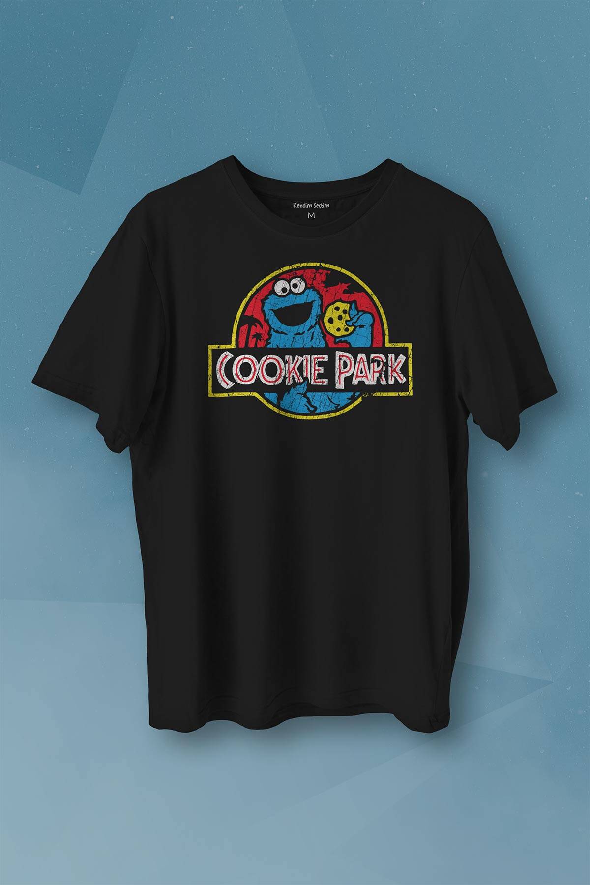 Kurabiye Canavarı Cookie Jurassic Park Baskılı Tişört Unisex T-shirt - 1