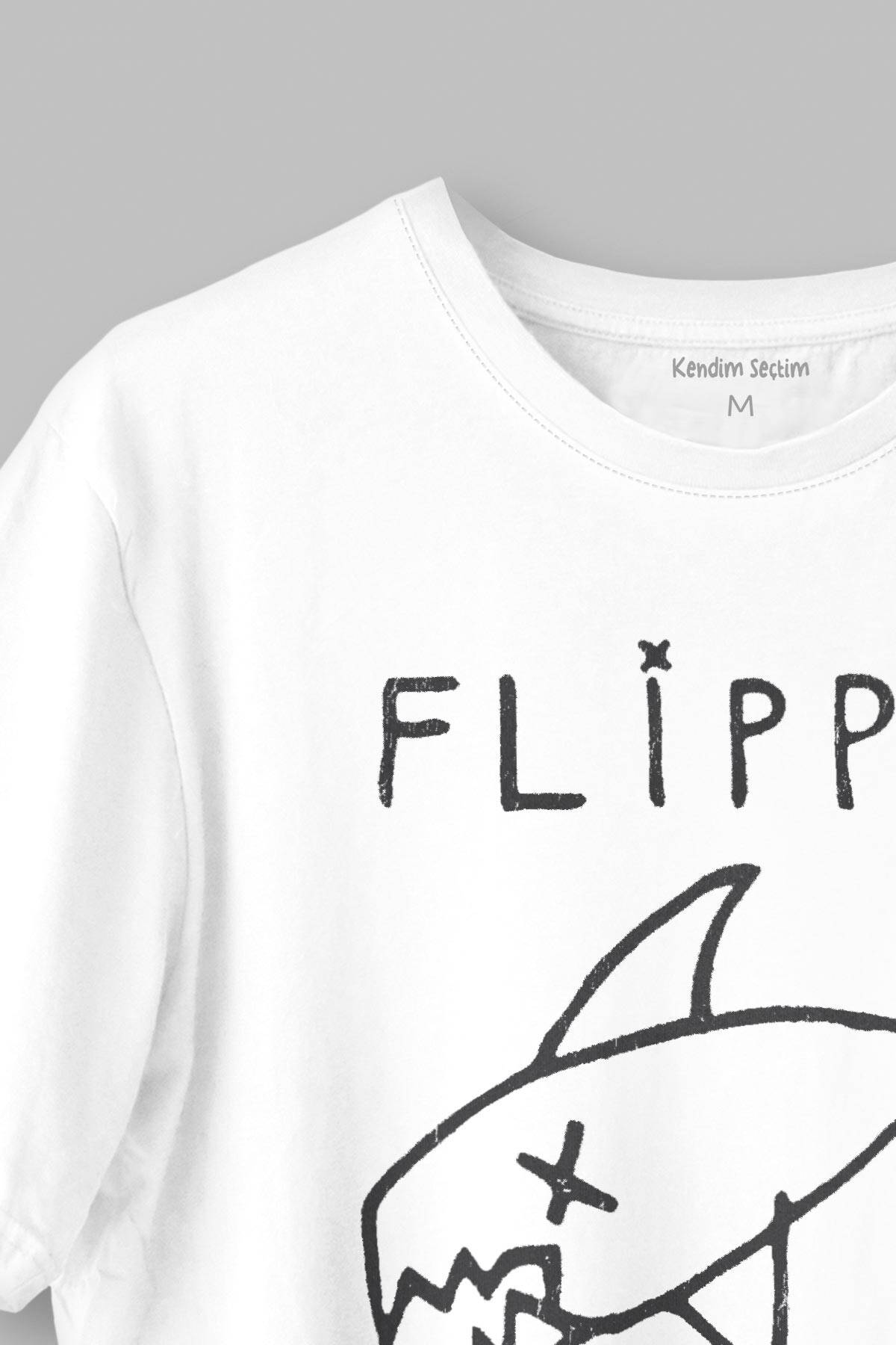 Kurt Cobain Flipper T-shirt Nirvana Grunge Rock Punk Baskılı Beyaz Tişört Unisex - 2