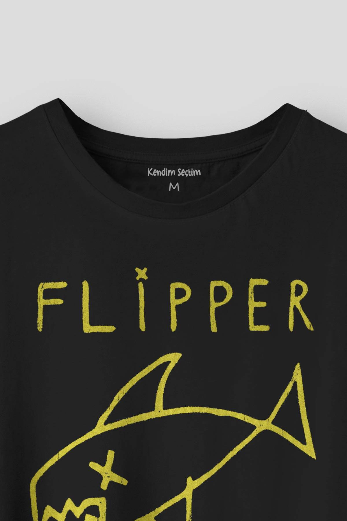 Kurt Cobain Flipper T-shirt Nirvana Grunge Rock Punk Baskılı Siyah Tişört Unisex (1)