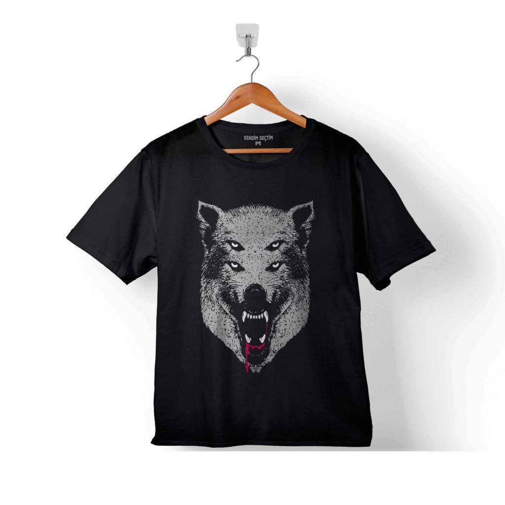 KURT KAFA GÖZ YANILMASI WOLF HEAD ÇOCUK TİŞÖRT - 1