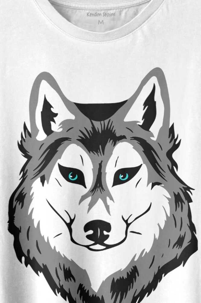 Kurt Kafası Wolf Head Bozkurt Yeşil Gözlü Baskılı Tişört Unisex T-shirt - 2